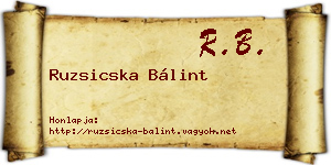 Ruzsicska Bálint névjegykártya